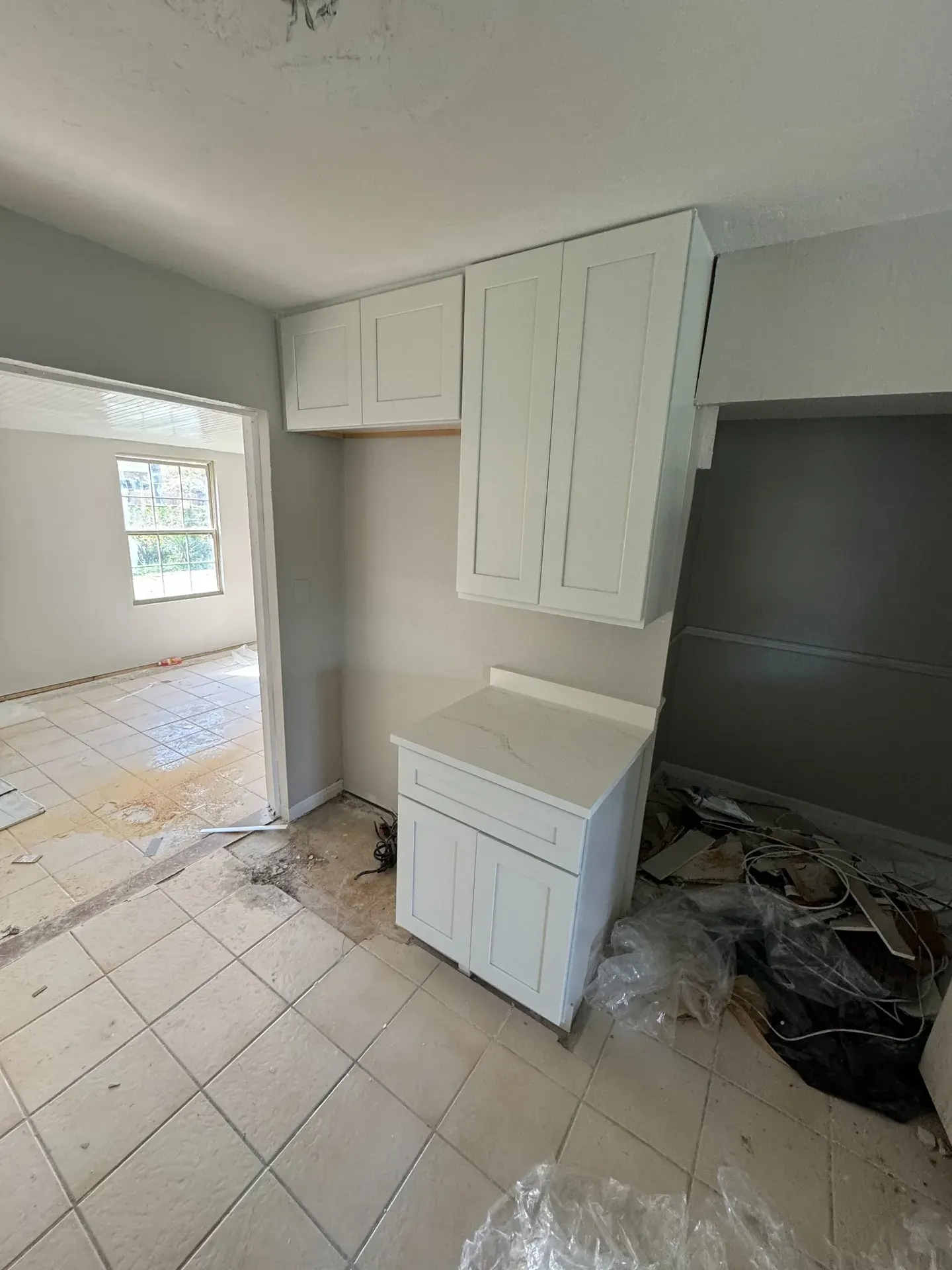 Corner cabinetry and countertop detail