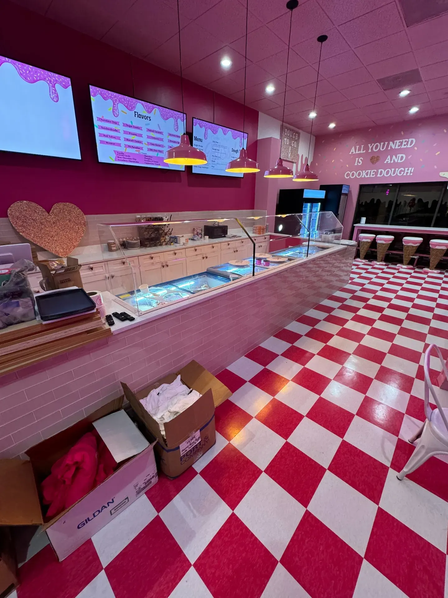Completed pink specialty retail interior