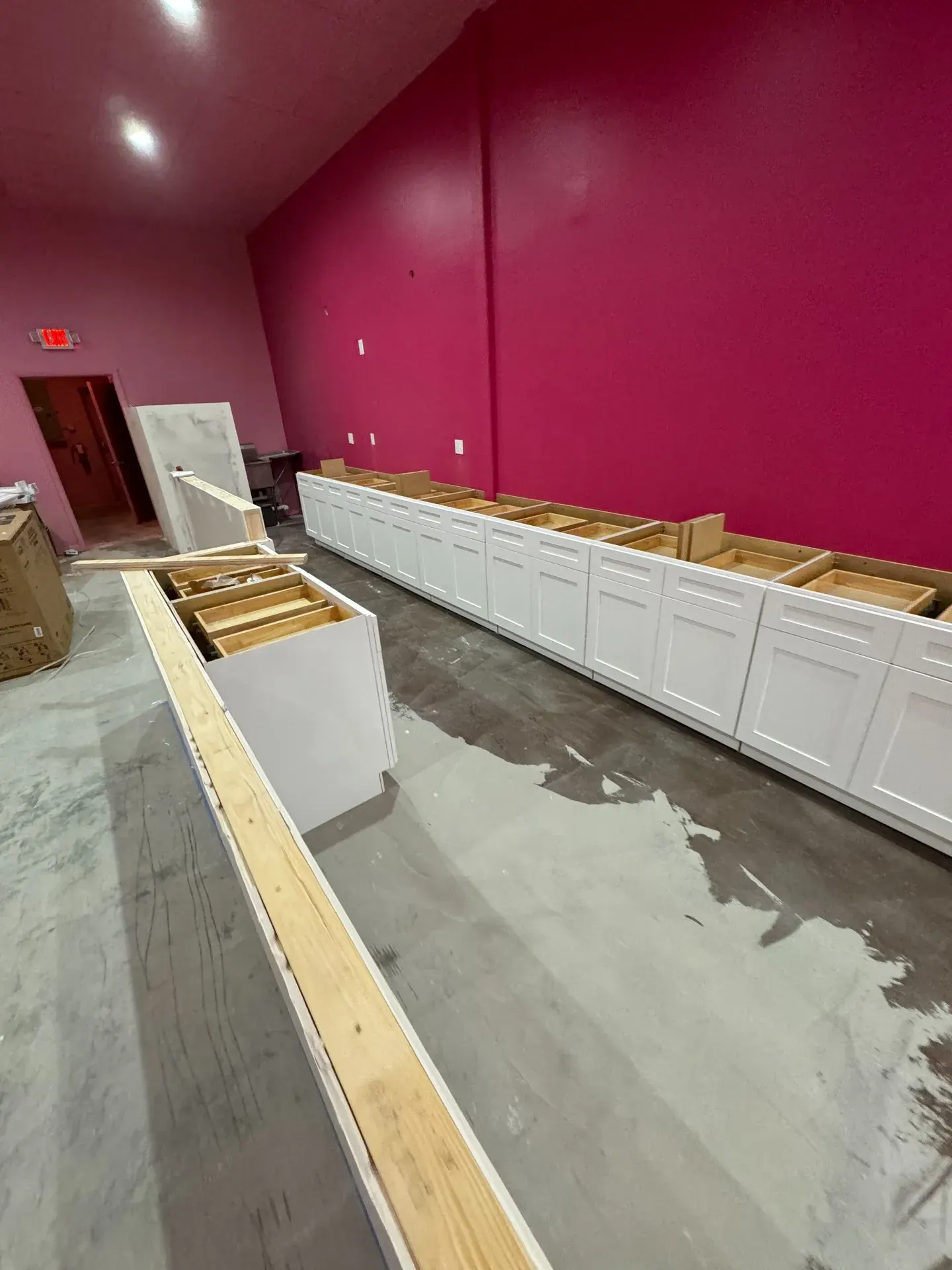 Long cabinet run during installation